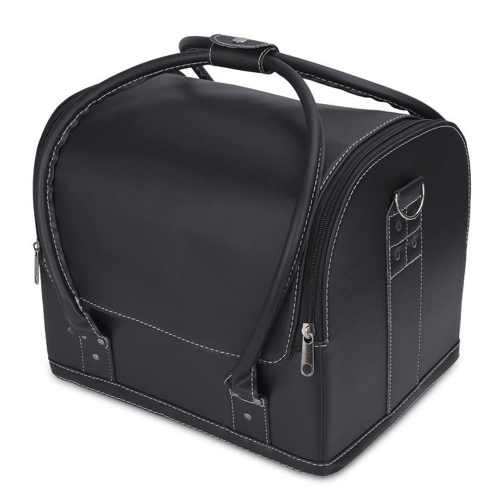 Geanta cosmetice Ardette, 6209, Tip Beauty Case, NEGRU MAT, 30x24x25cm, pentru makeup artisti