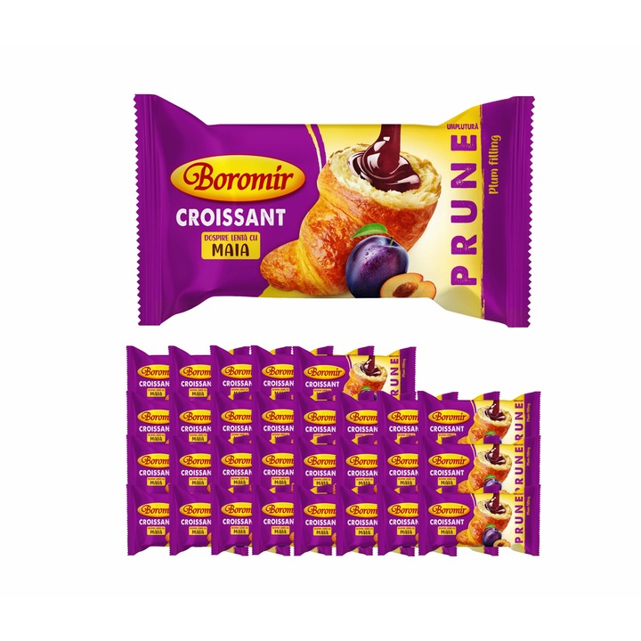 Croissant Boromir cu maia, umplutura de Prune 60g, 30 bucati