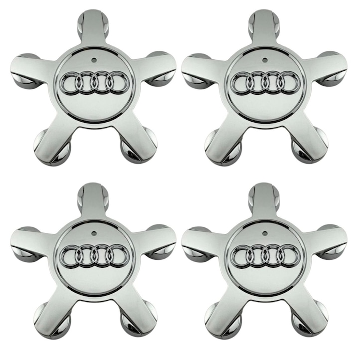 4 db kerékburkolat készlet, 135 mm-es Audi könnyűfém keréktárcsákhoz A3, A4, A5, A6, A7, A8, Q5, ezüst
