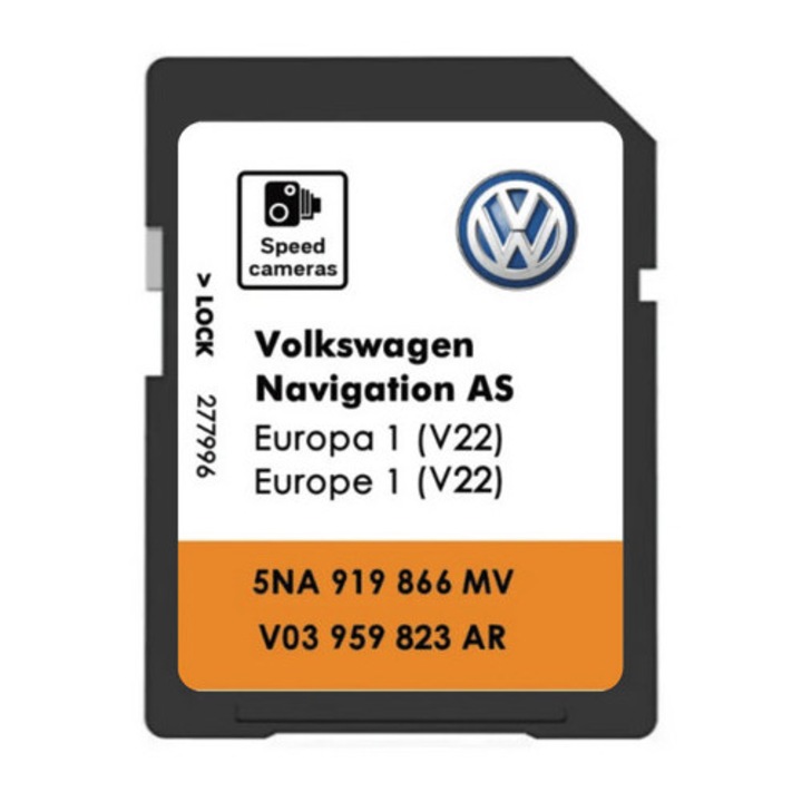 Card SD Harti Navigatie 32 Gb GPS Volkswagen Discover Media MIB 2 AS V22 2026 Actualizare gratuita pe viata Europa Romania detaliata complet la zi Passat B8, CC, Golf, Jetta, Touran, Tiguan, Sharan, Amarok, Polo, Skoda, Seat