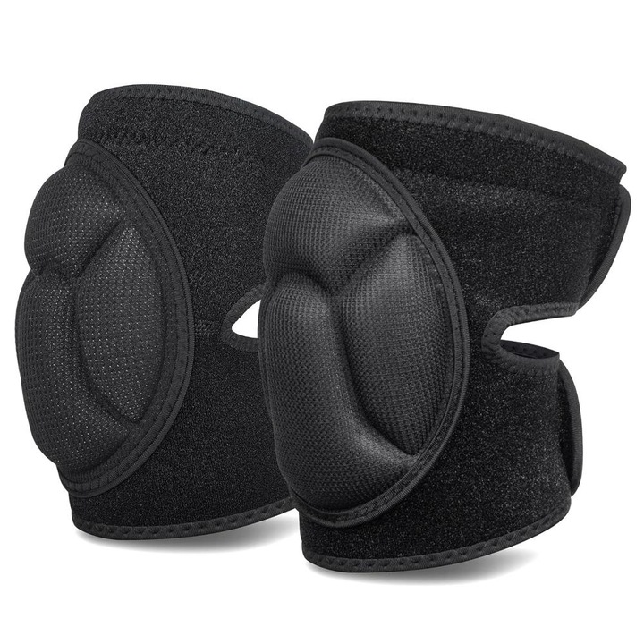 Set 2 Genunchiere Velixo®, Protectie Spuma EVA, Ajustabile Velcro, pentru Genunchi, Coate, Lucru, Handbal, Volei, Baschet, Respirabile si Moi, 30-44 cm, Unisex, Negru