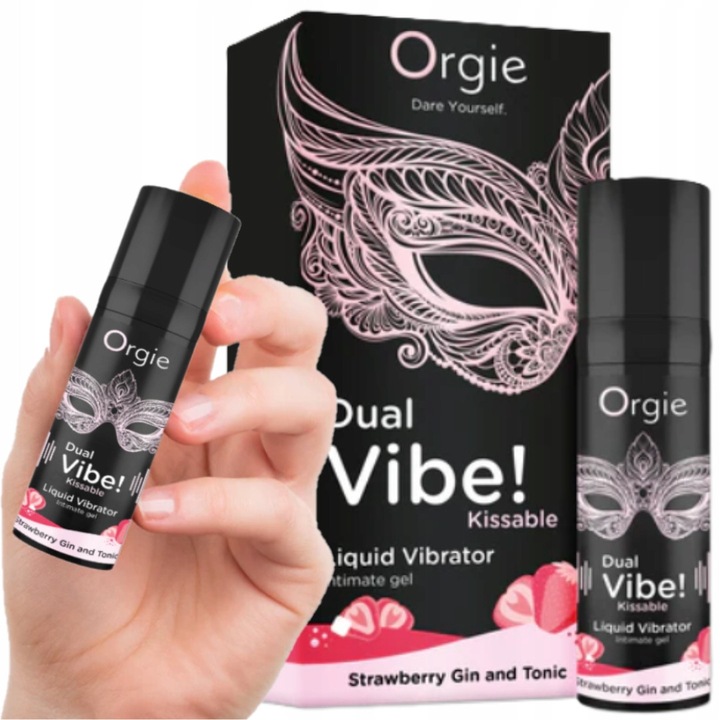 Gel ORGIE Dual Vibe! Kissable - Strawberry Gin and Tonic, pentru stimulare clitoris si excitare, efect incalzire si furnicaturi, 15 ml