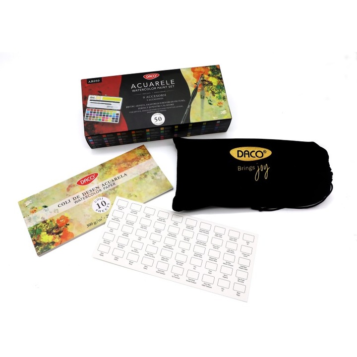 Acuarele 50 culori cutie metalica DACO