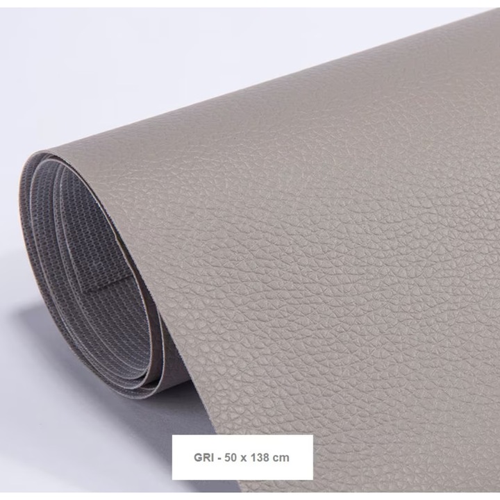 Rola din Piele Ecologica, Culoare Gri Pentru Reconditionare si Retapitare Canapea, Scaun, Interior Auto, Autoadeziv Puternic, Usor de Aplicat Dimensiune: 50 x 138 cm, Premium CBD CORAL BEST DEALS