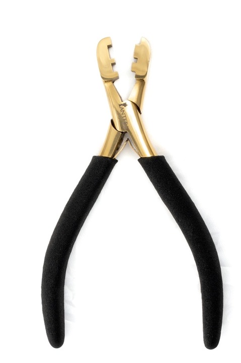 Cleste profesional de coafor pentru extensii de par si formarea suvitelor, Pantera Hair, Otel, Auriu