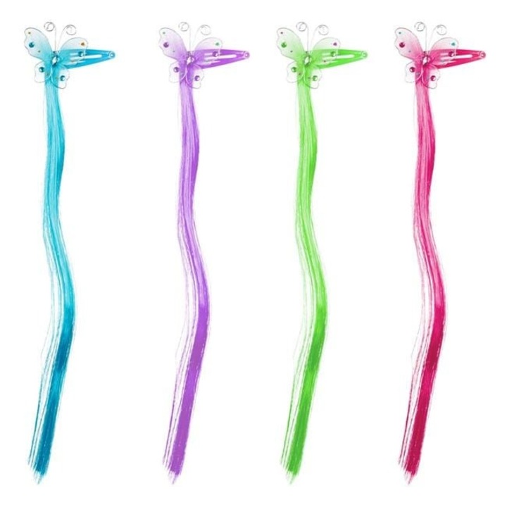 Set 4 clame par pentru fete Antbro® suvite cu model fluture, 30cm