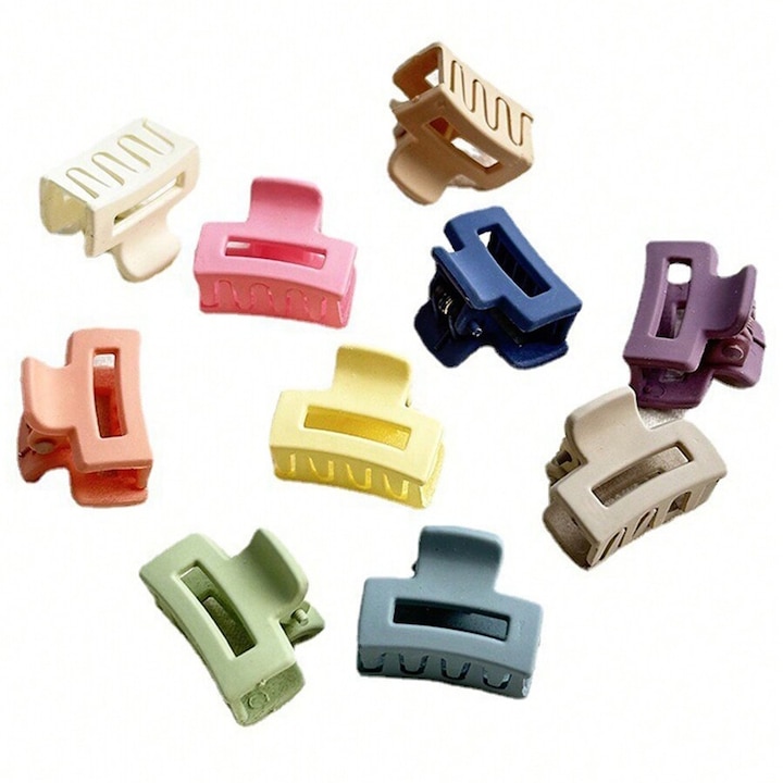 Set 20 mini clame de par, dreptungiulare, multicolor, 2,5x2cm