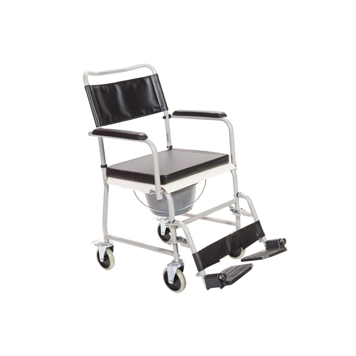 Scaun cu rotile Scaun cu rotile pentru interior Scaun cu rotile cu rezervor de toaleta. Partile laterale pliabile. Latimea scaunului 45 cm. 0810120