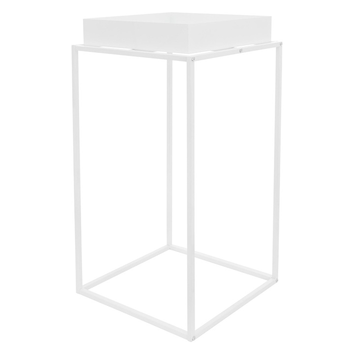Suport pentru flori ML-Design, alb, metal, 45x45x80 cm, stabil si durabil