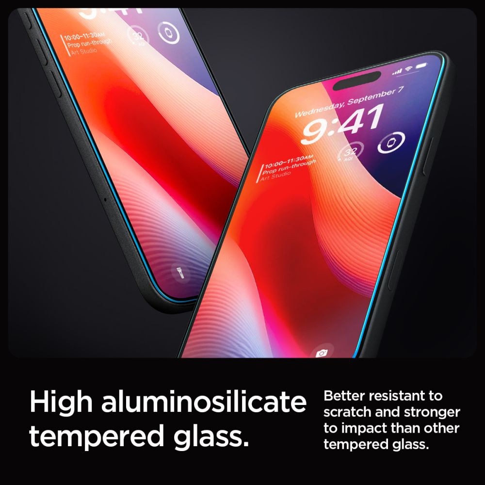 Folie de Protectie pentru Ecran, Spigen, pentru iPhone 16 Pro Max, Glas.tR EZ FIT, Transparenta, 9H