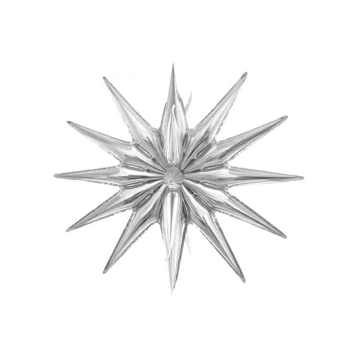 3D сребрист фолиен балон Star, 50 x 46 см