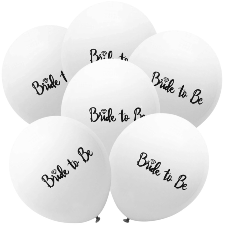 6 db "Bride to be" latex lufi készlet, SDEPOT®, 30 cm, fehér