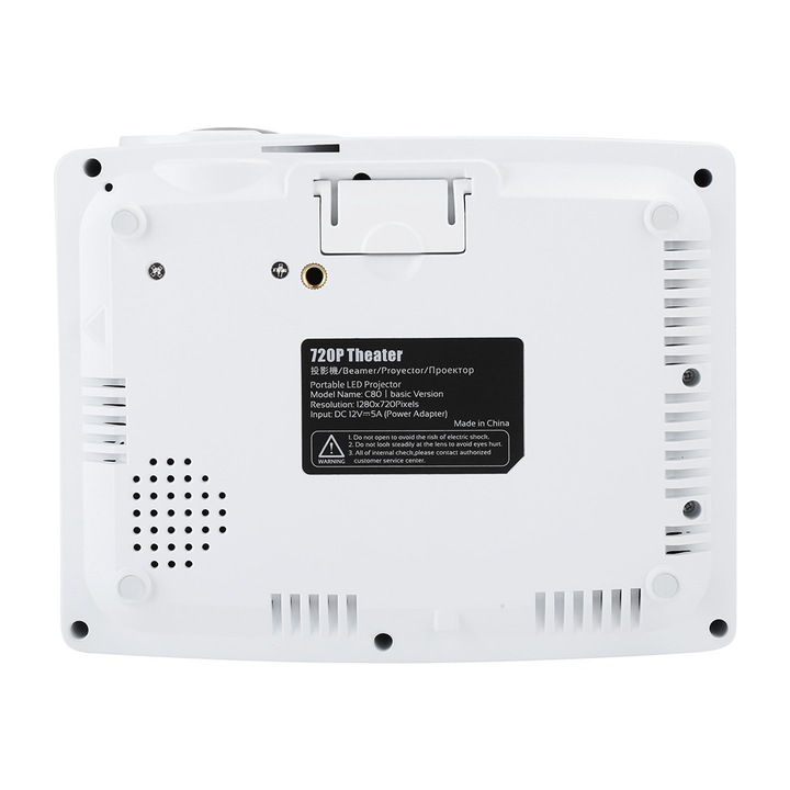 Jormftte 720P hordozható videoprojektor, 3000 lumen, fehér, ABS