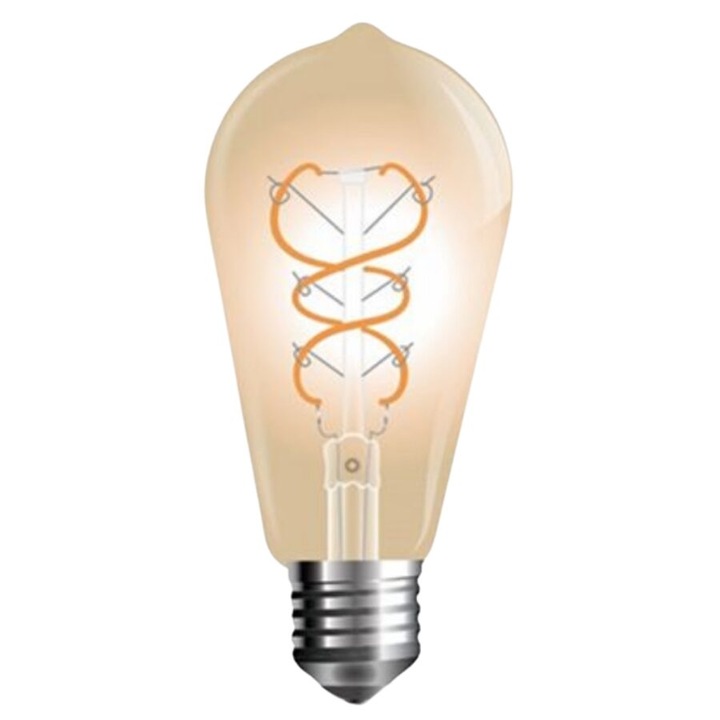 Bec led Vintage, forma ST64, E27, putere 5W, 2200K alb cald, reglabil