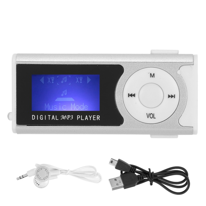 Cozevdnt MP3 lejátszó, hordozható, 16 GB, ezüst, 3 óra autonómia