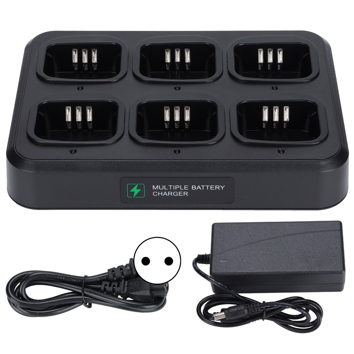 Statie de incarcare rapida pentru radio bidirectional, Bizaical, set de 6, 110-240V, ABS, pentru Motorola