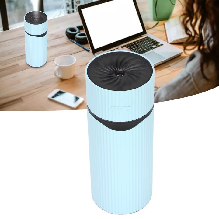 Mini párásító 200ml, longziming, hordozható, kettős üzemmódú, kék