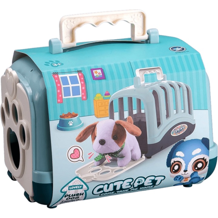 Set Cute Pet, Catelus de Plus, Accesorii si Cusca