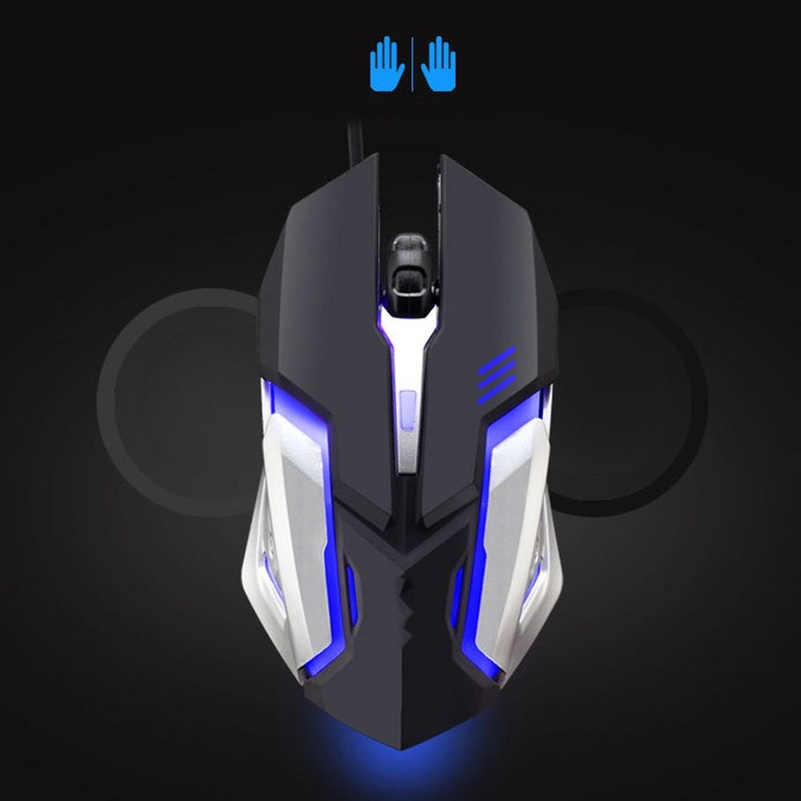 Геймърска мишка, longziming, 4D, 1200/1600 DPI, бяла, USB кабел