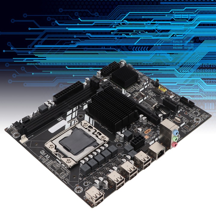 Дънна платка Longziming M ATX, поддръжка на LGA1366, 32G памет, 100M мрежова връзка, 8x USB2.0