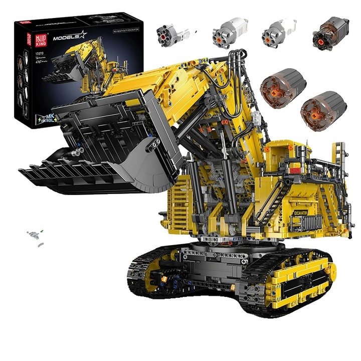 Конструктор тежък багер с дистанционно, ABS, Жълт, 14г.+