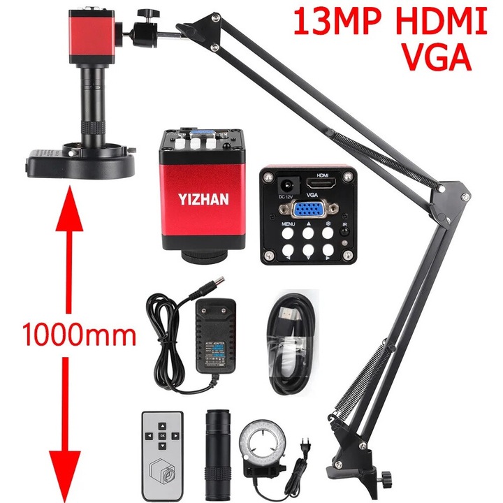 Digitális mikroszkóp, Yizhan, 4K, 48MP érzékelő, HDMI és VGA kimenet, 1-150X, 66x66x49mm