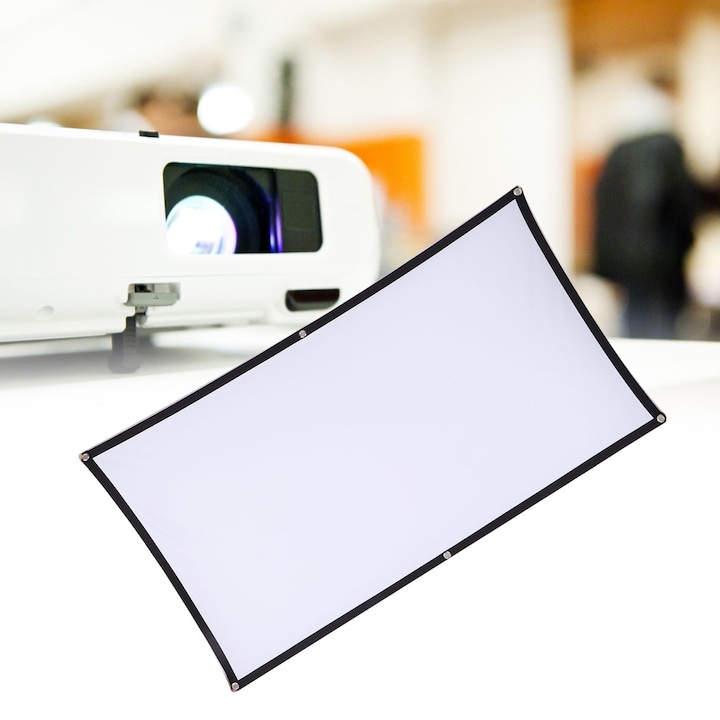 Екран за проектор, висококачествен, 4K, преносим сгъваем филмов екран, противо намачкване, за дома, партита, офиса, класната стая (72 инча)