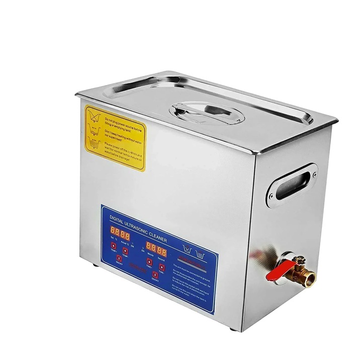 Ultrahangos tisztító, 6L, 40kHz, állítható időbeállítás, méretek 31x17x25cm