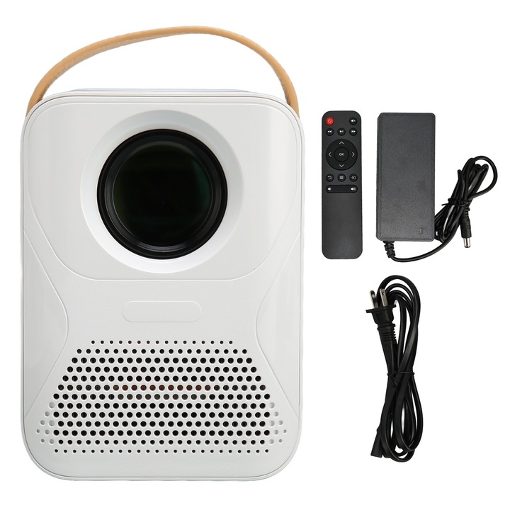 Mini projektor fehér 1080P 4K 5G WiFi optikai motor HiFi hangszóró hordozható projektor TV-hez, telefonhoz, laptophoz 100-240V amerikai csatlakozó