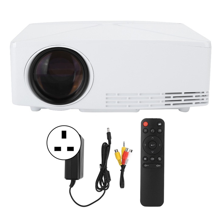 Jormftte 720P hordozható videoprojektor, 3000 lumen, fehér, 100-240V