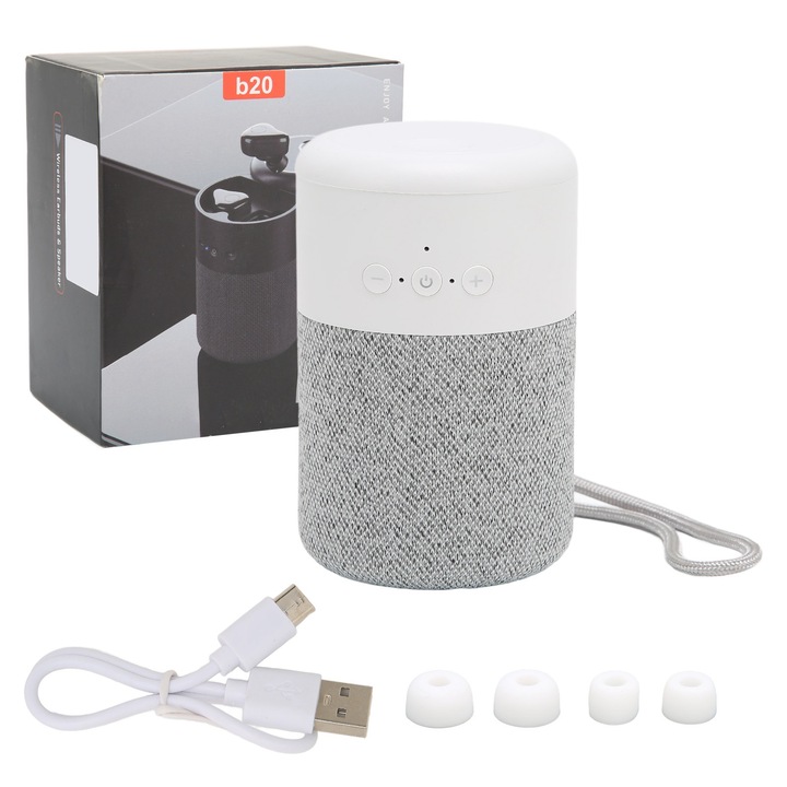 Boxa portabila Jormftte, Bluetooth, sunet surround, subwoofer, galben, 3000mAh