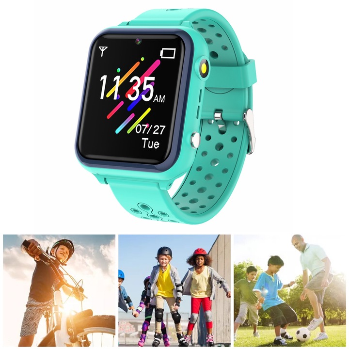 Jormftte gyermek okosóra, 2G GSM, HD érintőképernyő, szelfi kamera, IP67 vízálló, 50.4x40.7x13.8mm