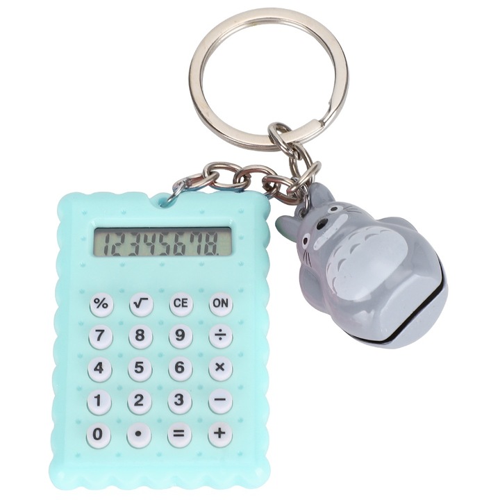 Mini hordozható, aranyos állat keksz 8 számjegyű elektronikus számológép kulcstartó (zöld)