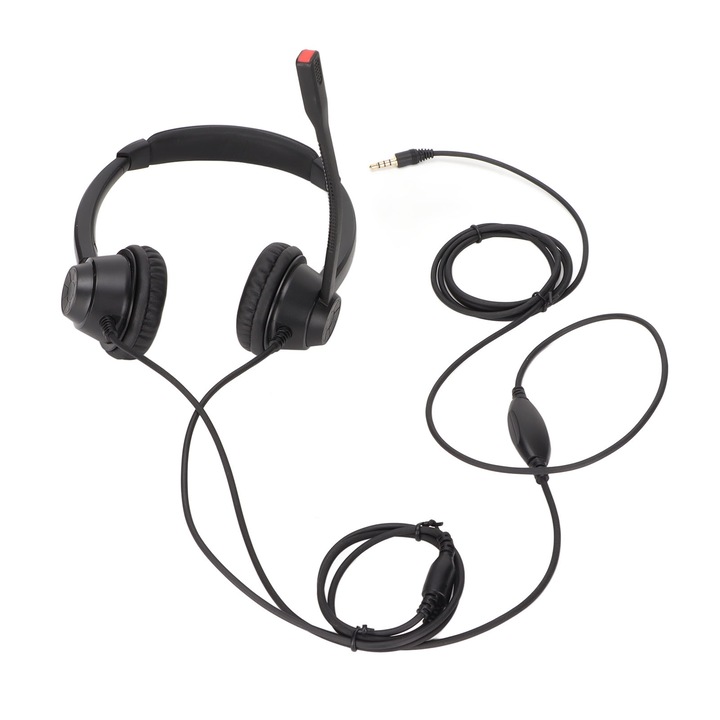 Jormftte H390D PC headset, binaurális, fekete, mikrofonnal, 3,5 mm-es jack csatlakozóval