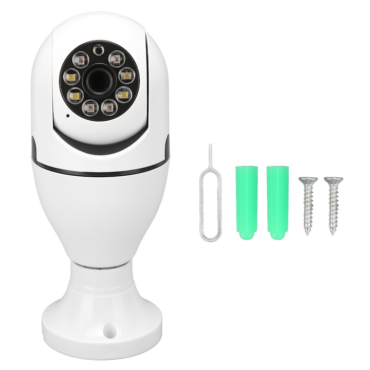 Camera de securitate interioară Jormftte 1080P HD, WiFi, viziune nocturnă, albă