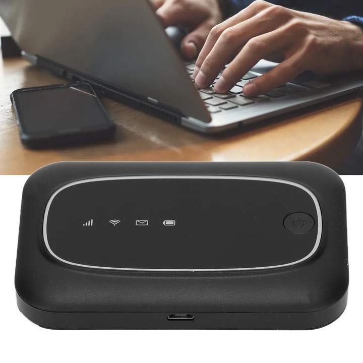 Jormftte 4G hordozható vezeték nélküli router, 300Mbps, fekete
