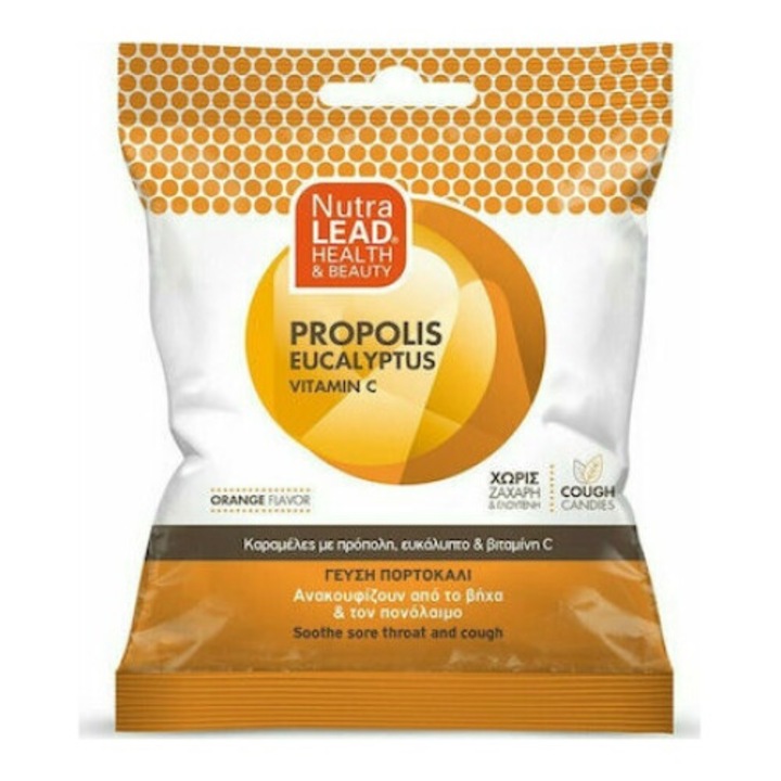 Bomboane cu propolis, eucalipt si vitamina C, Nutralead, gust portocale, 40gr