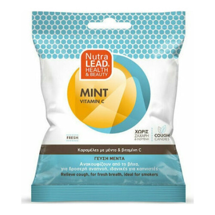 Bomboane pentru tusa cu menta si vitamina C pentru respiratie proaspata, 40g. Nutralead