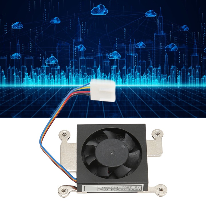 RasPi CM4 hűtőventilátorhoz 5V 3007 alacsony zajszintű hűtőventilátor hőelvezető matricával