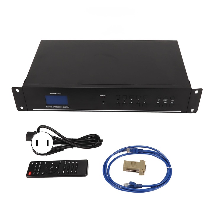 Jormftte multimédia HD 4K kapcsoló, 16 bemenet x 16 kimenet, 36 bites True Color támogatás, RS232, RJ45 vezérlés