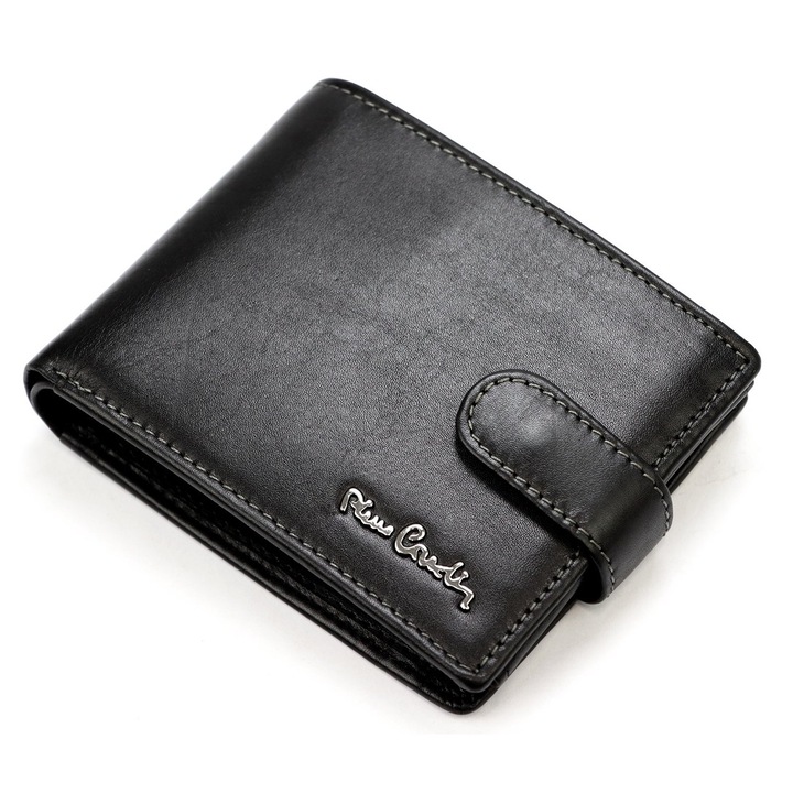 Мъжки портфейл Pierre Cardin, кожа, с RFID защита, 2 отделения за банкноти, черен