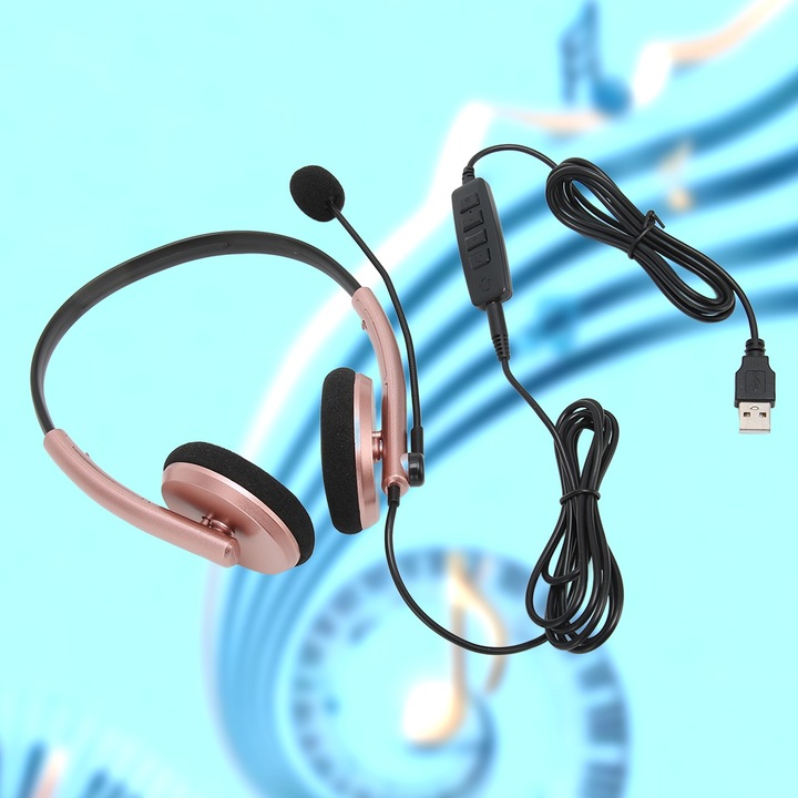 Jormftte PC fejhallgató, multifunkcionális szett, elegáns kialakítás, hallásvédelem, rozéarany