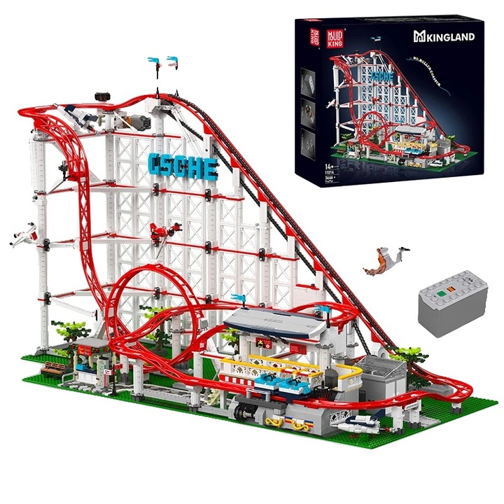 Комплект за изграждане на моторизирано влакче в увеселителен парк, 3646 части, изработени от екологична ABS пластмаса, дистанционно управление