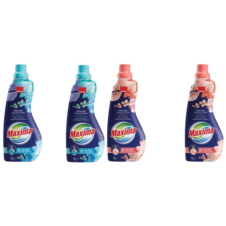 Set Sano Variety 4 x Componente, 2 x Balsam Rufe Parfume Colection 1L Blue Blossom 40 Spalari, 2 x Balsam Rufe Parfume Colection 1L Wild Pearl 40 Spalari, ingrijire delicata a tesaturilor, protectie impotriva uzurii