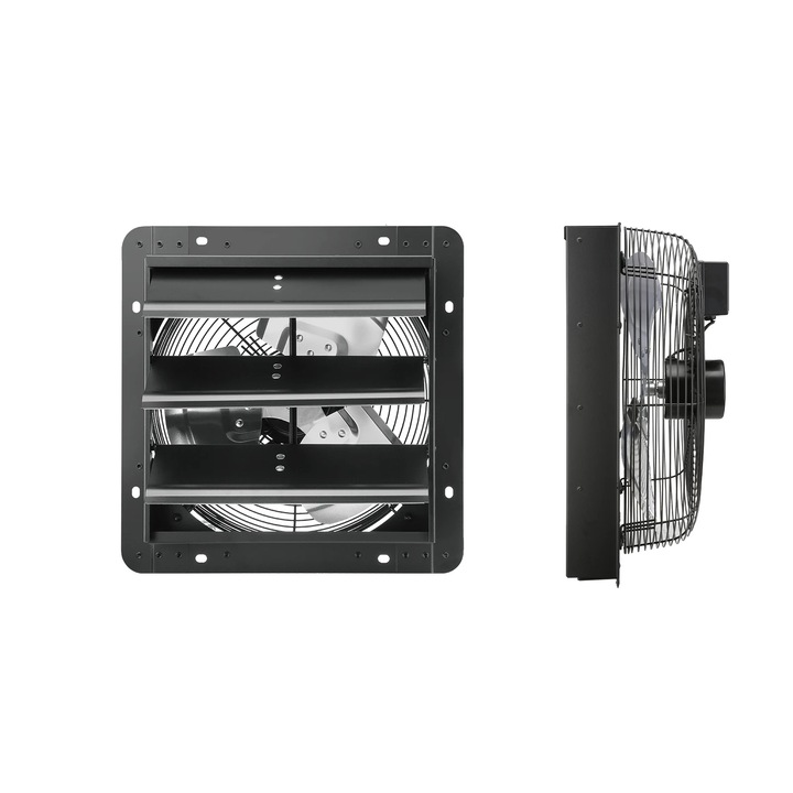 Ventilator de evacuare cu obloane, 843 CFM, 1650 RPM, 12inch, aluminiu, otel vopsit