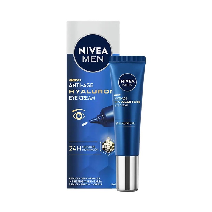 Szemkontúr krém, Nivea Men Anti-Age Hyaluron, 15 ml
