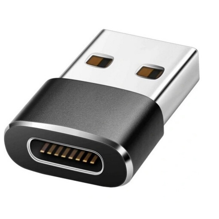 Adaptor USB-A / USB-C, 3A, 480 mb/s, 2.1x1.5x1.5 cm, Negru