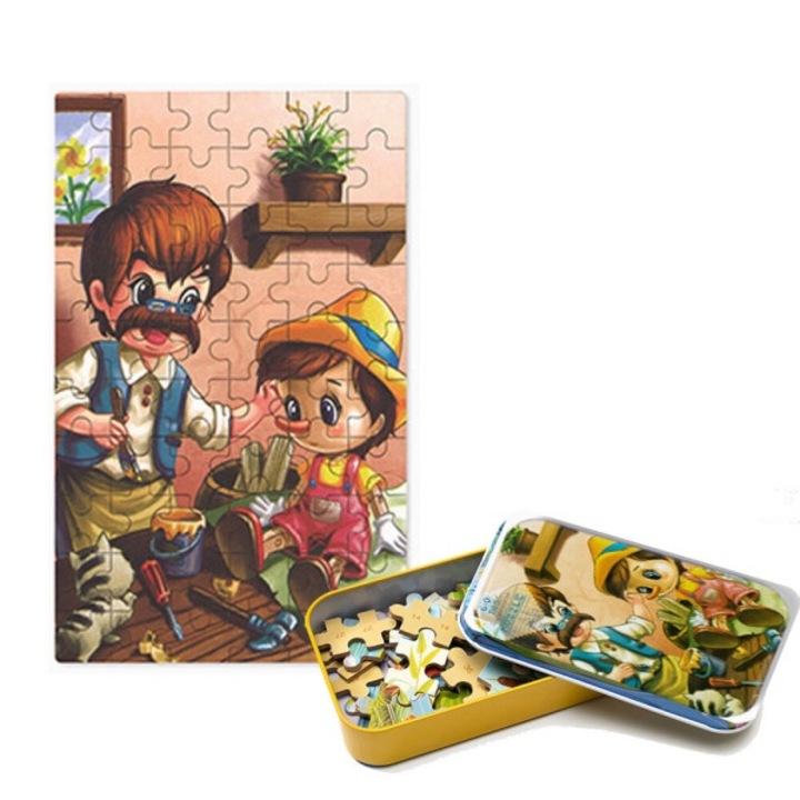Pinokkió puzzle –, 60 darabos gyerekeknek, digitális nyomat segítő számokkal gyerekeknek, többszínű, BUGHY'S