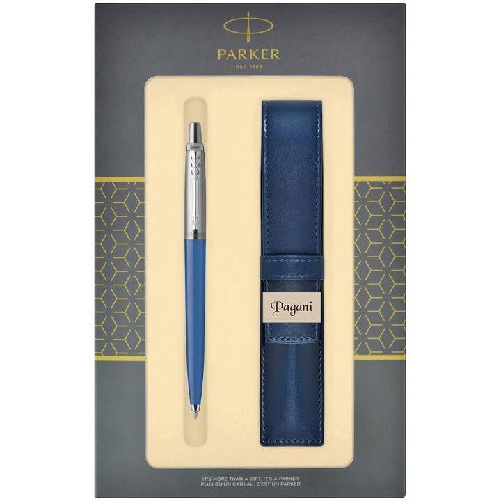 Pix Parker Jotter cu etui, albastru, cu bila, premium