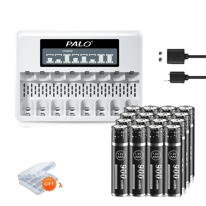 PALO újratölthető AAA Li-Ion akkumulátorok 1.5V, 900mWh, 16AA